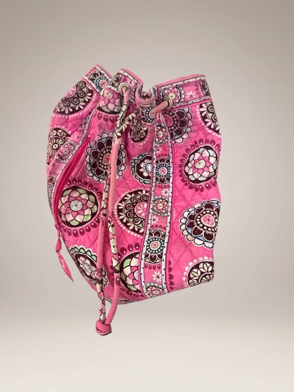 Vera Bradley Pink Quilted Drawstring Beach Tote - Women's Swim Accessory